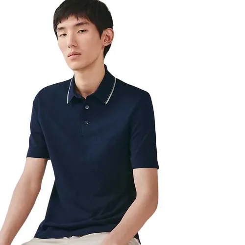 Áo Polo Nam Hermès Piqures Sellier Shirt Màu Xanh Navy Size M