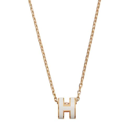 Dây Chuyền Nữ Hermès Mini Pop H Pendant Màu Vàng Mặt Trắng 