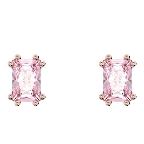 Khuyên Tai Nữ Swarovski Stilla Crystal Rectangle Stud Earrings, Pink/Rose Gold Màu Hồng