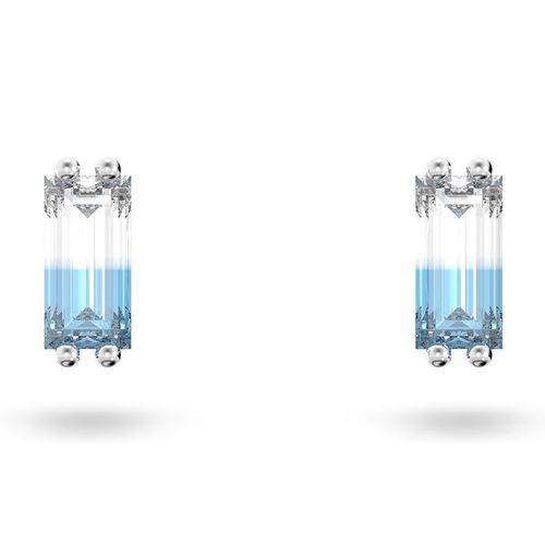 Khuyên Tai Nữ Swarovski Stilla Stud Earrings Baguette Cut, Blue, Rhodium Plated 5639132 Màu Xanh