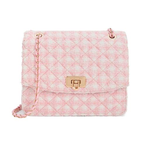 Túi Đeo Vai Nữ Charles & Keith CNK Cressida Tweed Chain Strap Bag 70782173-1 Màu Hồng Pastel