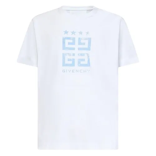 Áo Phông Nam Givenchy White With Logo Printed Tshirt BM716R3YEL100 Màu Trắng