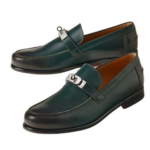 Giày Lười Nam Hermès Destin Loafer Màu Xanh Lá