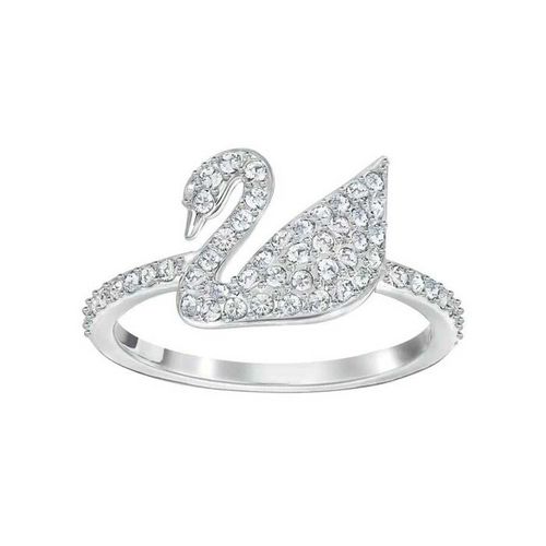 Nhẫn Swarovski Silver-Tone Crystal Swan 5250743 Logo Ring Size 52  C_ĐHT