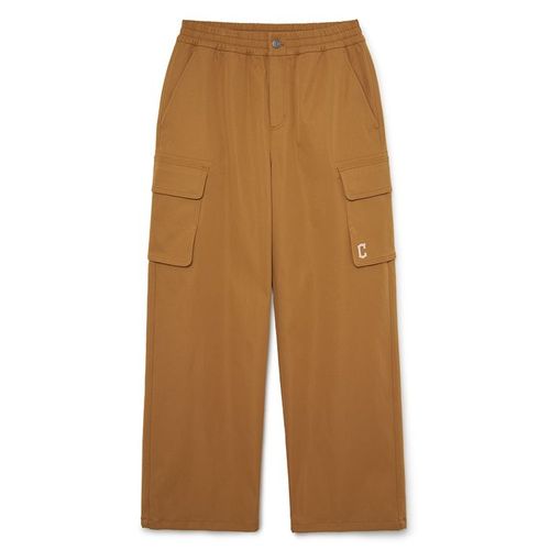 Quần Ống Rộng Nữ MLB Basic Logo Cotton Wide Cargo Pants Cleveland Guardians 3FWPB0134-45CAS Màu Nâu Camel Size XS