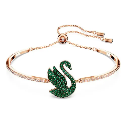 Vòng Đeo Tay Nữ Swarovski Iconic Swan Bangle Swan, Green, Rose Gold-Tone Plated 5650065 Màu Xanh Green
