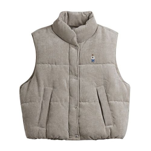Áo Ghi Lê WHOAU Steve Cropped Corduroy Vest WHVWD4T07F Màu Kem Ghi