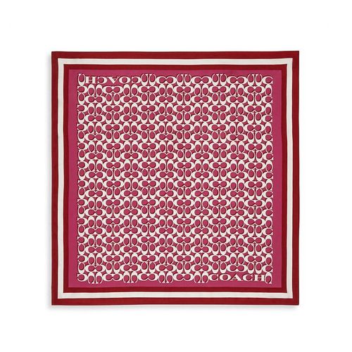 Khăn Nữ Coach Signature Print Silk Square Scarf C8362 Màu Đỏ