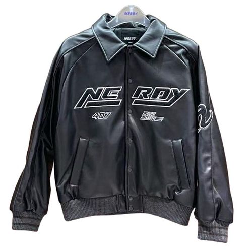 Áo Khoác Da Nerdy Logo 407 Màu Đen