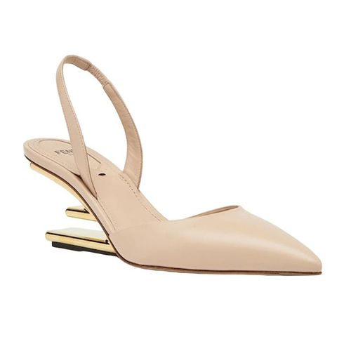 Giày Cao Gót Fendi Beige Leather Medium Heel Slingbacks 8J8403NA7F18ZI Màu Be Size 38