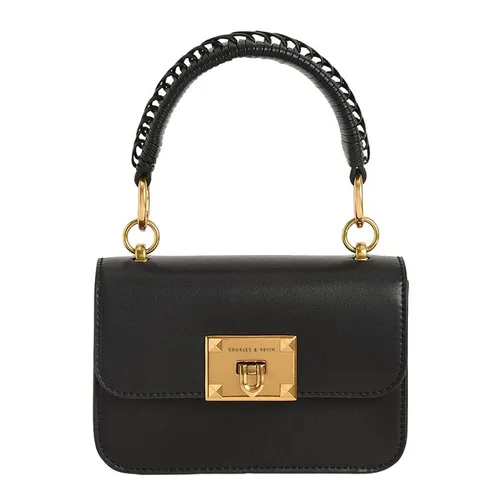 Túi Xách Nữ Charles & Keith CNK Metallic Turn-Lock Bag CK2-50781528 Màu Đen