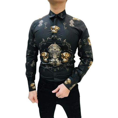 Áo Sơ Mi Nam Dolce & Gabbana D&G Gold G5CO3T Màu Đen Họa Tiết Size 41