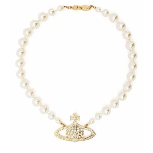 Dây Chuyền Nữ Vivienne Westwood Bas Relief Pearl-Chain Choker Màu Vàng