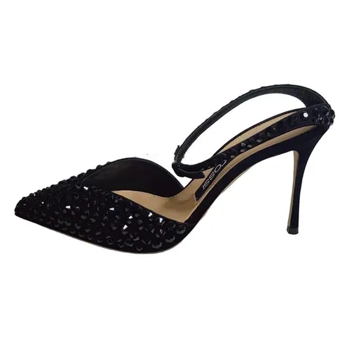 Giày Cao Gót Nữ Sergio Rossi  Đính Đá Màu Đen Size 35.5