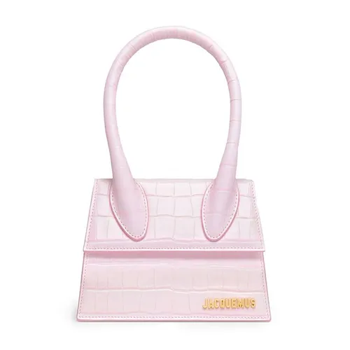 Túi Xách  Tay Nữ Jacquemus Chiquito Moyen Croc Màu Hồng Nhạt