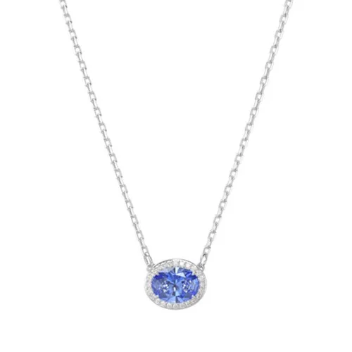 Dây Chuyền Nữ Swarovski Constella Necklace, Oval Cut, Blue, Rhodium Plated 5671809 Màu Xanh Blue