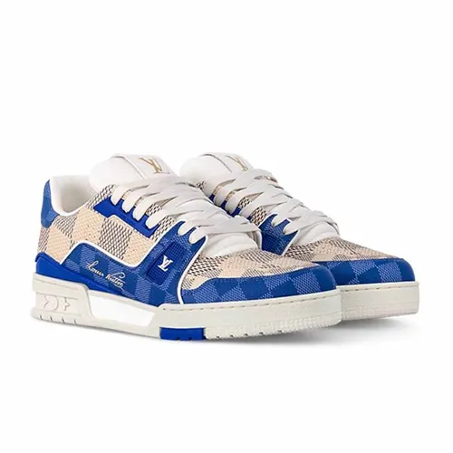 Giày Sneaker Nam Louis Vuitton LV Trainer Damier Blue Best Quality 1AC57R Màu Xanh Blue