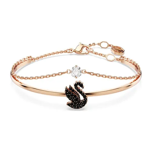 Vòng Đeo Tay Nữ Swarovski Swan Bangle Swan, Black, Rose Gold-Tone Plated 5678048 Màu Đen Size M