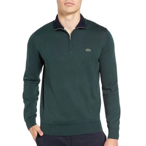 Áo Nỉ Sweater Nam Lacoste Men's Half Zip Lightweight Sweatshirt Màu Xanh Green Size 3