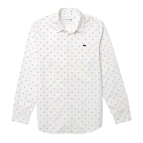 Áo Sơ Mi Dài Tay Nam Lacoste Men's Slim Fit Polka Dotted Cotton Poplin Shirt CH0949 Màu Trắng Size 41