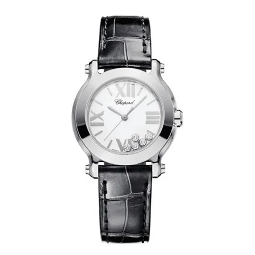 Đồng Hồ Nữ Chopard 278509-3001 Happy Sport Ii Round Diamond 30mm Màu Đen Bạc