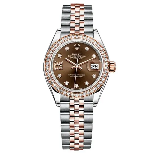 Đồng Hồ Nữ Rolex Lady Datejust 28mm Chocolate Star Diamond 279381 Màu Demi (Vàng Hồng - Bạc)