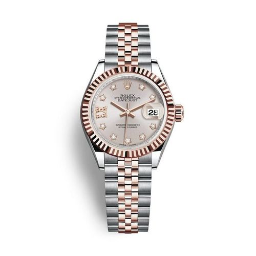Đồng Hồ Nữ Rolex Steel And Everose Gold Datejust 28mm  Fluted Bezel  279171-0002 Sundust Màu Bạc/Vàng Hồng