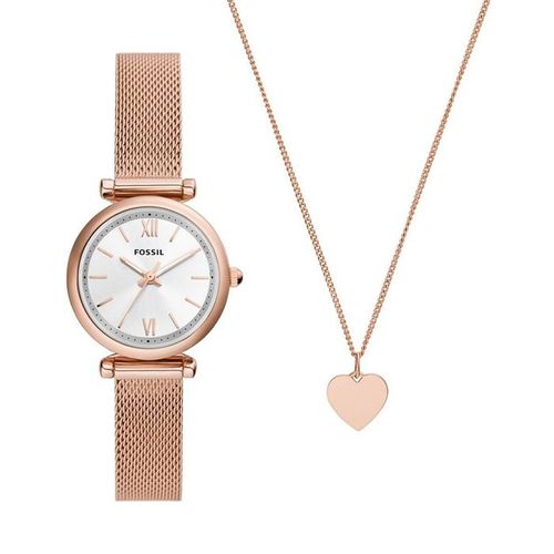 Set Đồng Hồ Và Dây Chuyền Nữ Fossil Carlie  ES5314SET Màu Vàng Hồng