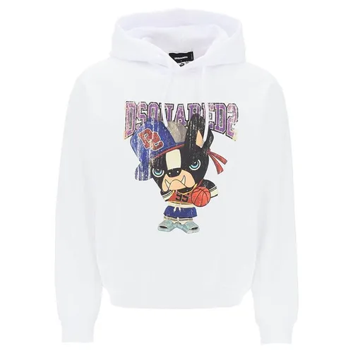 Áo Hoodie Nam Dsquared2 White With Logo Printed S74GU0756 S25551 100W Màu Trắng