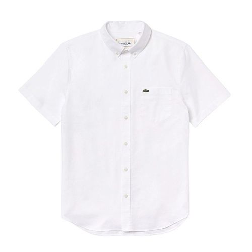 Áo Sơ Mi Cộc Tay Nam Lacoste Regular Fit Cotton Shirt CH0219 001 Màu Trắng Size 41