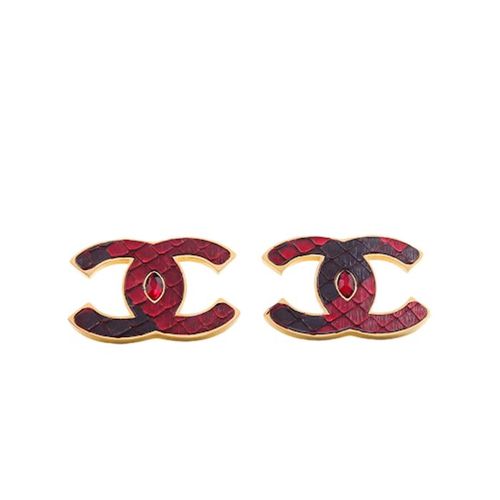 Khuyên Tai Nữ Viya Jewelry VJPT-CR01RD Genuine Red Python Leahter C Shape Earing, 316L Stainless Steel Màu Đỏ