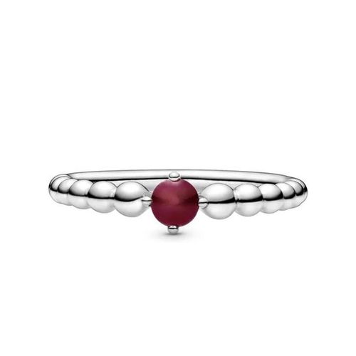 Nhẫn Pandora January Dark Red Beaded Ring 198867C08 Màu Bạc Đính Pha Lê Đỏ Size 50