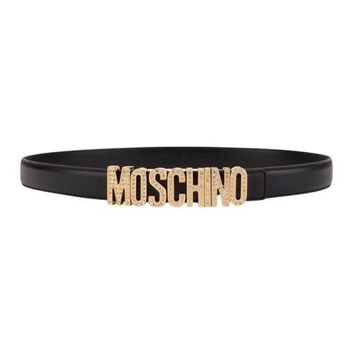 Thắt Lưng Nữ Moschino Black Leather With Crystal Lettering 2327 A802480243555 Màu Đen