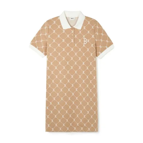 Váy Polo Nữ MLB Monogram Jacquard Pique One Piece Boston Red Sox 3FOPM0443-43CAL Màu Be Size XS