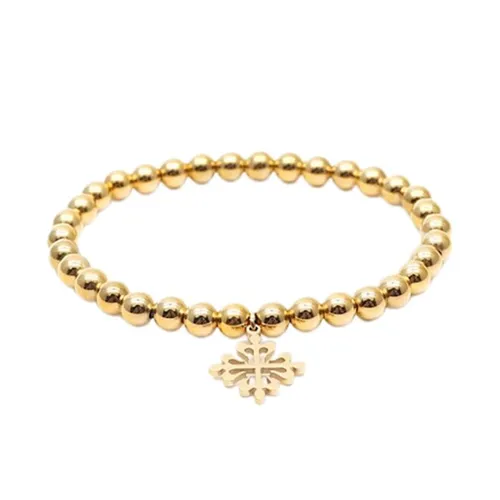 Vòng Đeo Tay Nam Viya Jewelry VJWB-01GD Premium Gold Plated Steel Beads, 316l Stainless Steel Màu Vàng Size 20.5cm