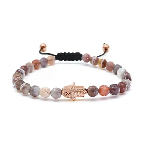 Vòng Đeo Tay Viya Jewelry VJBR-127EG Macrame Hamsa Bracelet Màu Nâu Size 17.5cm
