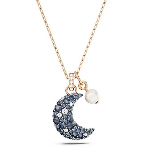 Dây Chuyền Nữ Swarovski Luna Pendant Moon, Multicolored, Rose Gold-Tone Plated 5671585 Màu Xanh Blue