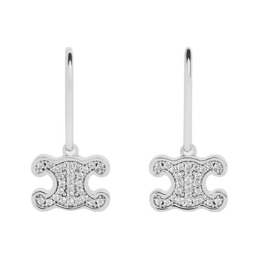 Khuyên Tai Nữ Celine Triomphe Rhinestone Earrings In Brass With Rhodium Finish And Crystals Silver 460GC6BZI.36SI Màu Bạc