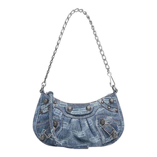Túi Đeo Vai Nữ Balenciaga Le Cagole Mini Denim Shoulder Bag Màu Xanh