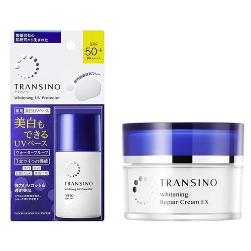 Combo Kem Chống Nắng Transino Whitening UV Protector Và Kem Dưỡng Hỗ Trợ Giảm Nám Repair Cream EX