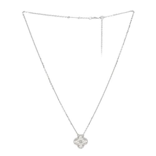 Dây Chuyền Nữ Jewery Luxury  Alhambra Vintage Diamond Gold 18k White Gold Màu Vàng Trắng Size 15mm