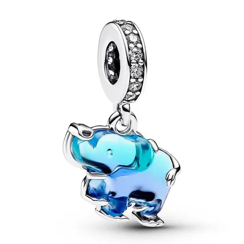 Hạt Vòng Charm Pandora Moments Hình Chú Voi Đính Đá 793339C01 Màu Xanh Dương