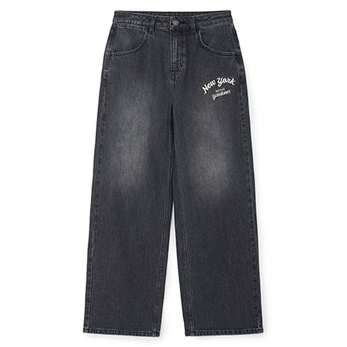 Quần Jean Nữ MLB Varsity Cursive Embroidery Wide Pants New York Yankees 3FDPV0144-50CGS Màu Xám Đen Size XS