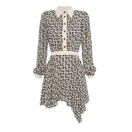 Váy Nữ Elisabetta Franchi White With Logo Printed AB35631E3 Màu Đen Trắng Size 38