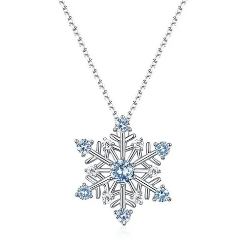 Dây Chuyền Nữ Lili Jewelry Hình Bông Tuyết Đính Đá Spinel Xanh LILI_776442 Màu Bạc/Xanh