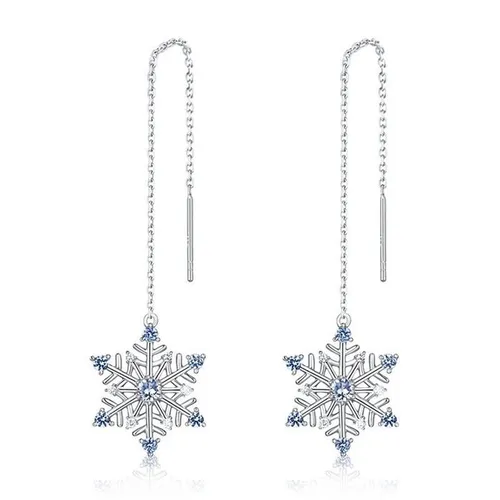 Khuyên Tai Nữ LiLi Jewelry Hình Bông Tuyết Đính Đá Spinel, Đá CZ LILI_351823 Màu Bạc/Xanh
