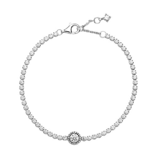 Vòng Đeo Tay Pandora Sparkling Halo Tennis Bracelet 599416C01 Màu Bạc Size 18