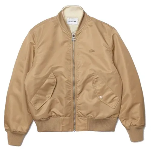 Áo Khoác Nam Lacoste Bimaterial Reversible Colourblock Bomber Jacket BH1044-51 Màu Nâu Size 50