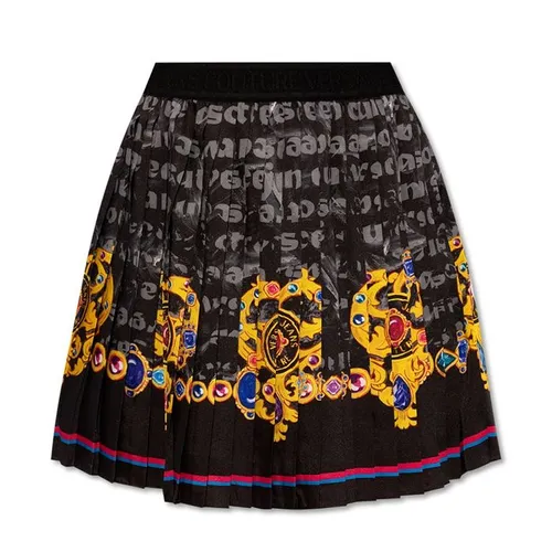 Chân Váy Nữ Versace Jeans Couture Black With Logo Printed Skirt 76HAE8P1NS458G89 Màu Đen Họa Tiết Size 38