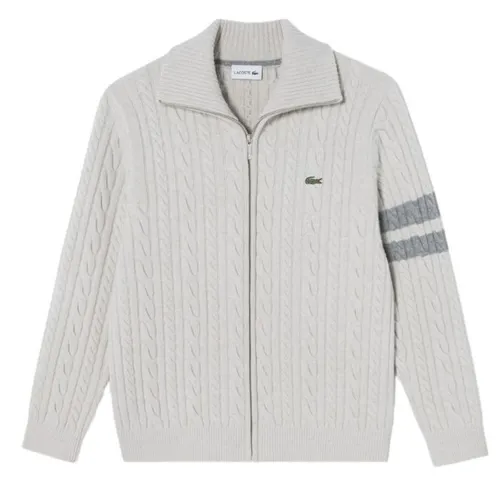 Áo Cardigan Nam Lacoste Cable Cuff Cardigan AH302E-54N XFJ Màu Ghi Size 3